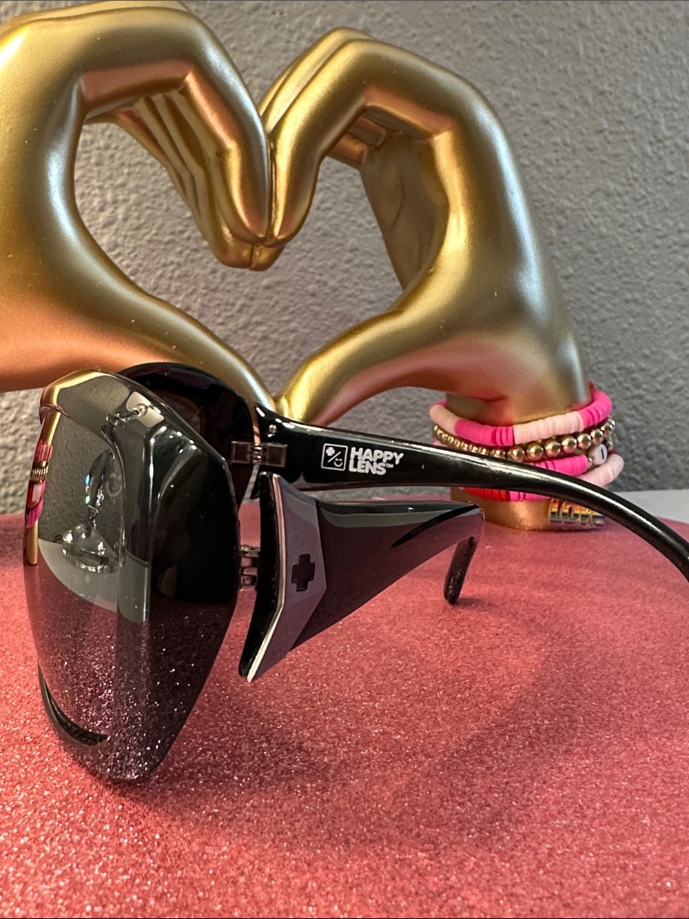 SPY Black Oversized Women's Sunglasses Happy Lens allows the suns good rays
